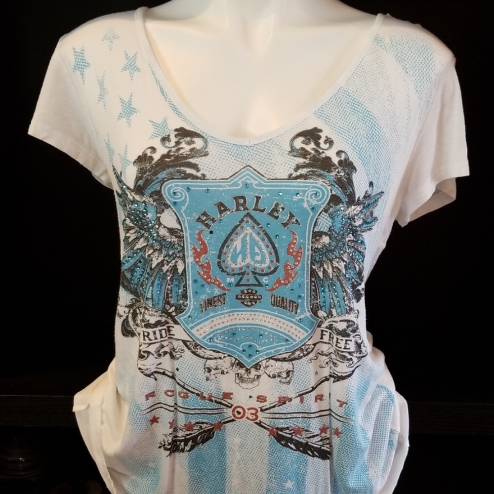 Harley Davidson T-Shirt w/ Lace Style Back